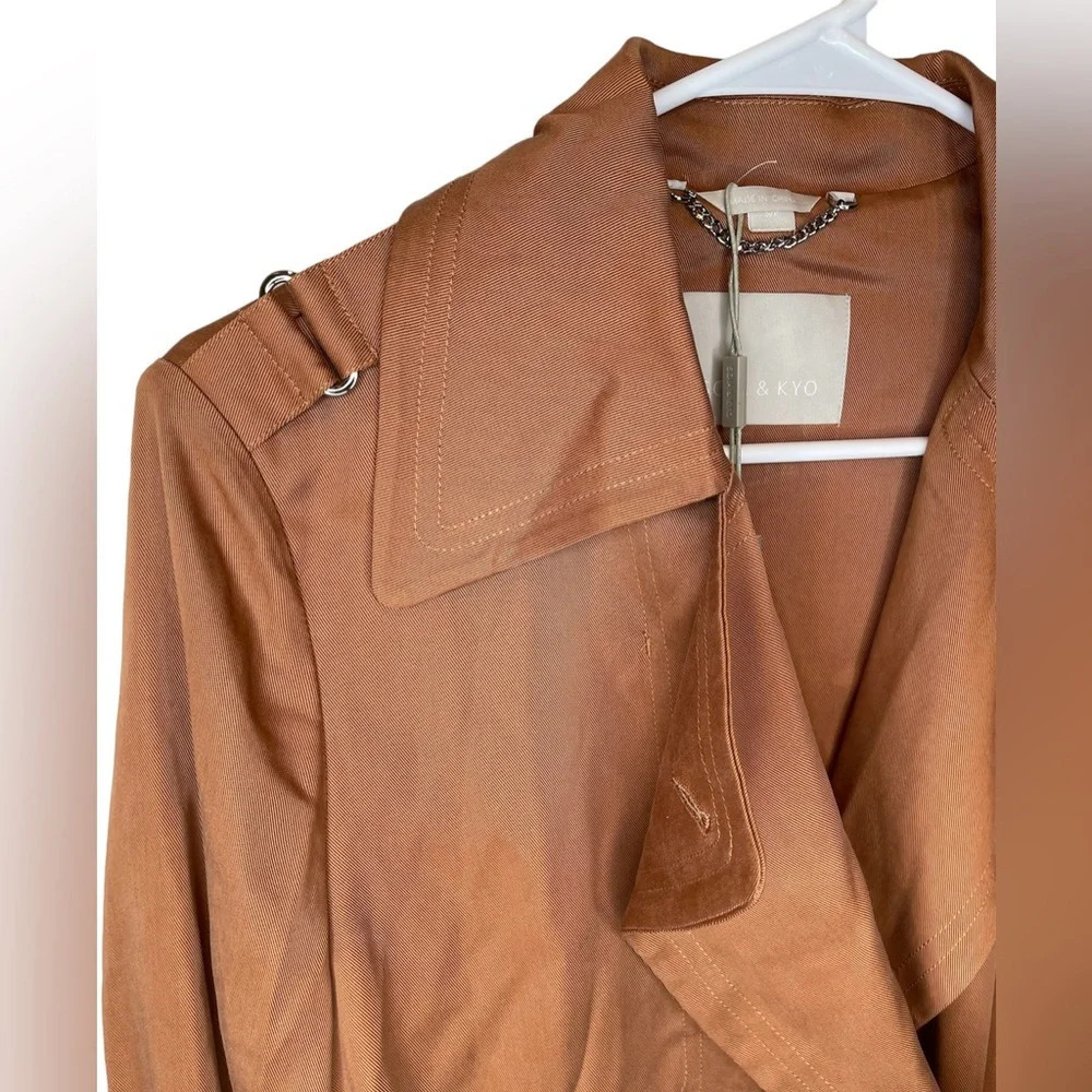 NWT SOIA & KYO Nousha Tailored Lightweight Trench Coat in Amber Size Small - Picture 6 of 16